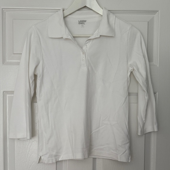 Lands' End Classic White Polo Shirt Size Petite XS - Picture 3 of 10
